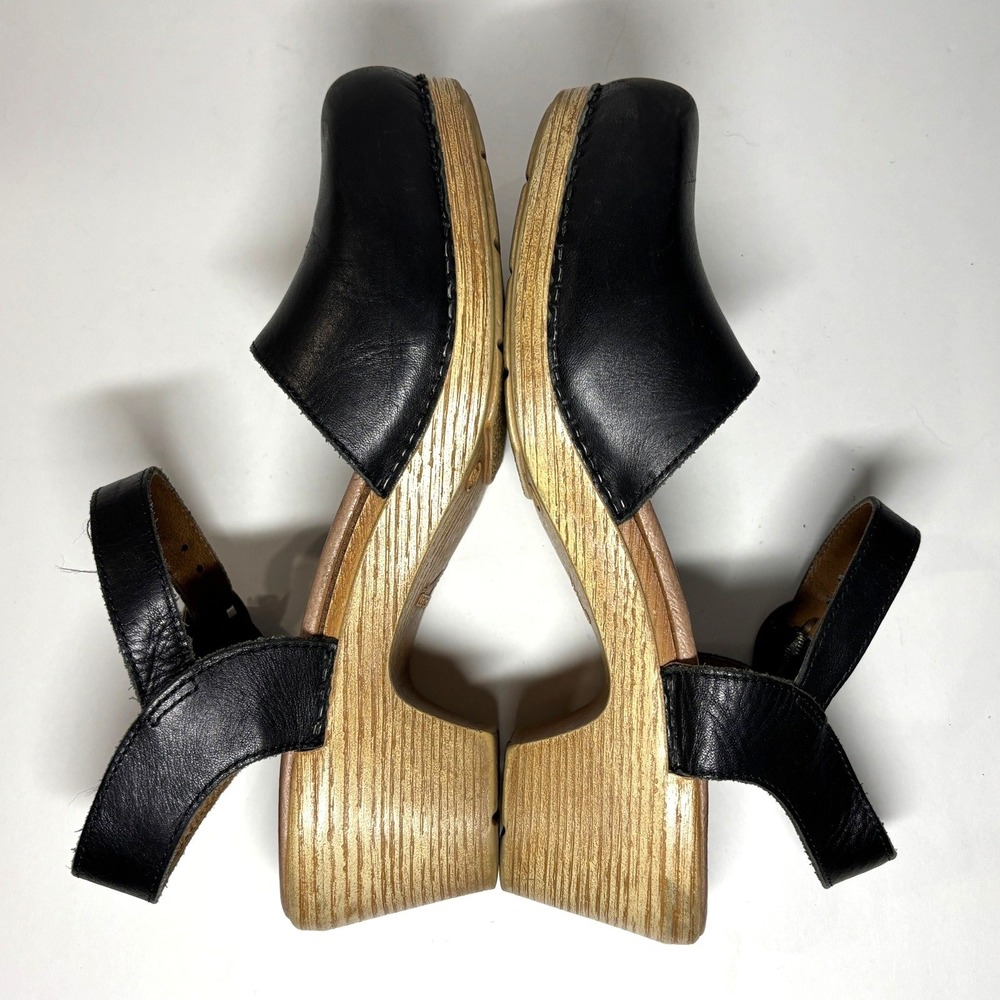 Dansko Maisie Clog Sandals Mary Jane Women 39 8.5 Black Leather Ankle Strap Heel - Picture 5 of 8